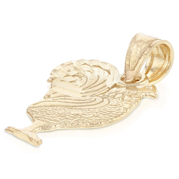 14K Gold Rooster Charm Pendant with 2.3mm Figaro 3+1 Chain Necklace