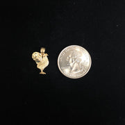 14K Gold Rooster Charm Pendant