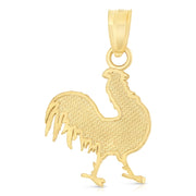 14K Gold Rooster Charm Pendant with 2.3mm Figaro 3+1 Chain Necklace