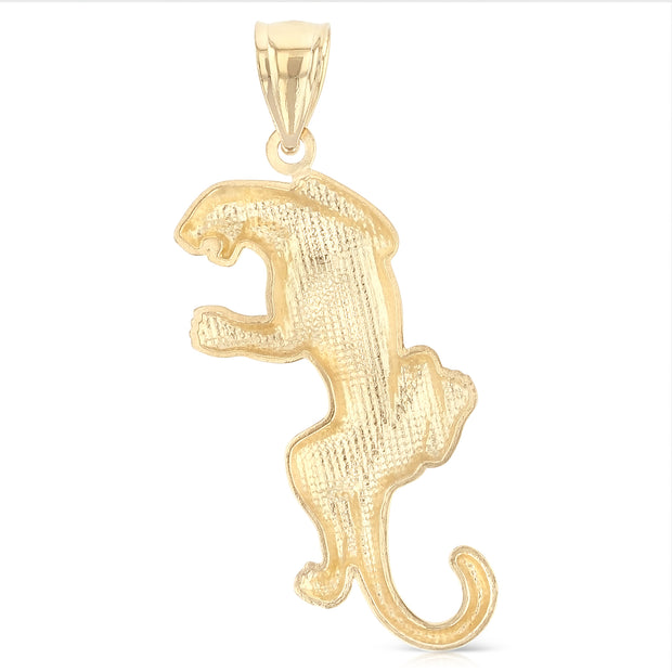 14K Gold Puma Charm Pendant with 3.1mm Figaro 3+1 Chain Necklace