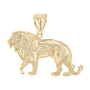 14K Gold Lion Charm Pendant with 3.1mm Figaro 3+1 Chain Necklace