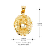 14K Gold Lion Charm Pendant with 3.1mm Figaro 3+1 Chain Necklace