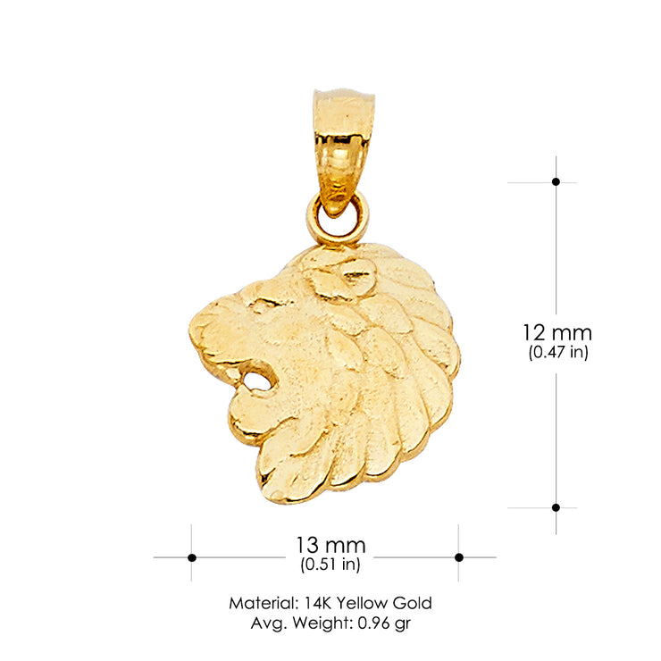 14K Gold Lion Charm Pendant with 0.8mm Box Chain Necklace