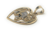 14K Gold Elephant Heart Charm Pendant