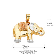 14K Gold Elephant Charm Pendant with 1.2mm Box Chain Necklace