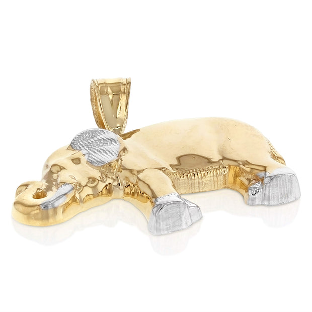 14K Gold Elephant Charm Pendant