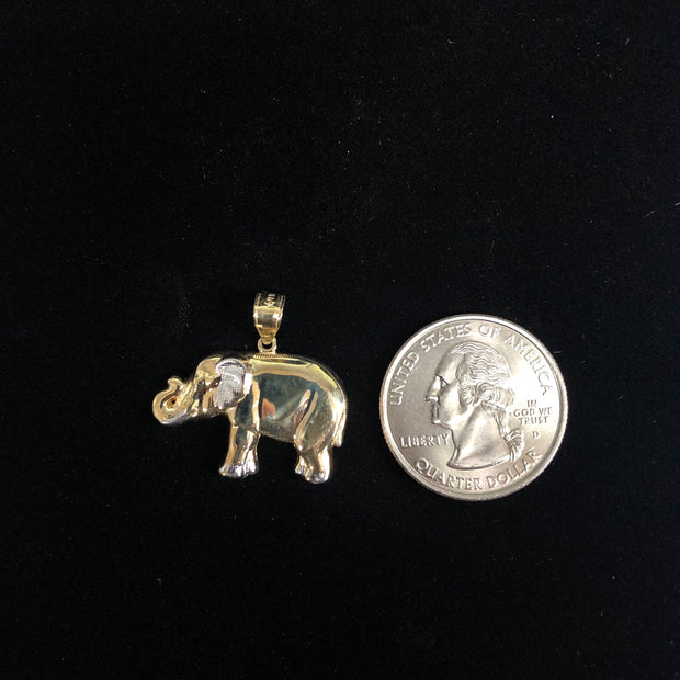14K Gold Elephant Charm Pendant
