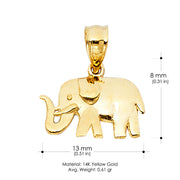 14K Gold Elephant Charm Pendant with 1.2mm Singapore Chain Necklace