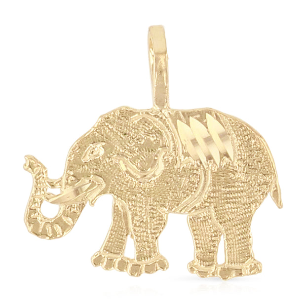 14K Gold Elephant Charm Pendant with 1.2mm Singapore Chain Necklace