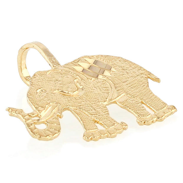 14K Gold Elephant Charm Pendant