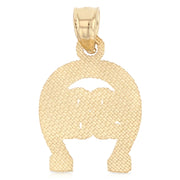 14K Gold Lucky Horseshoe Charm Pendant