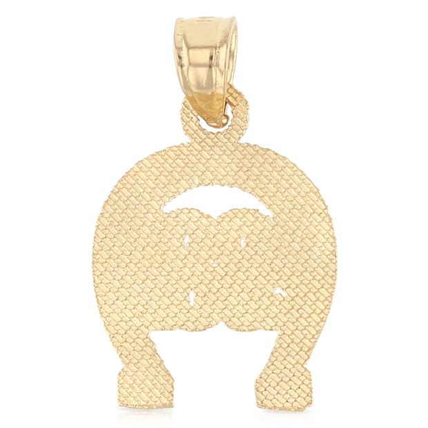 14K Gold Lucky Horseshoe Charm Pendant