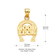 14K Gold Lucky Horseshoe Charm Pendant