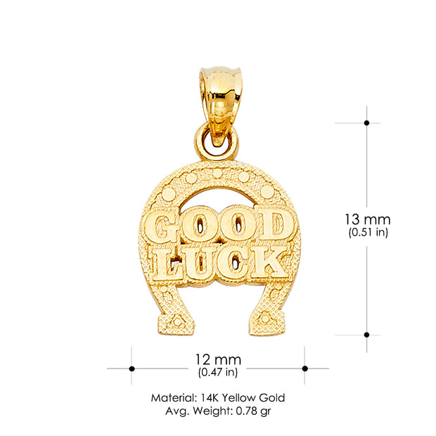 14K Gold Lucky Horseshoe Charm Pendant