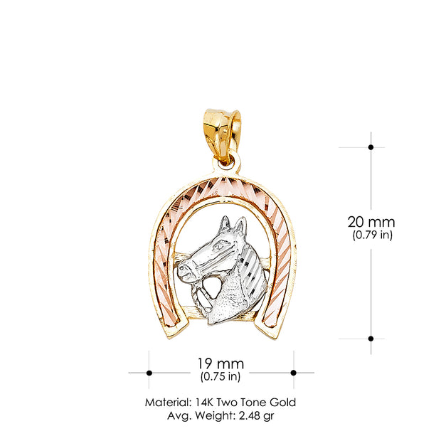 14K Gold Lucky Horseshoe Charm Pendant