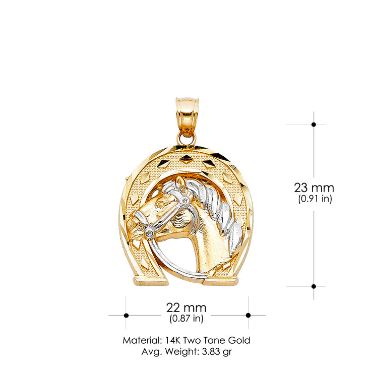14K Gold Lucky Horseshoe Charm Pendant