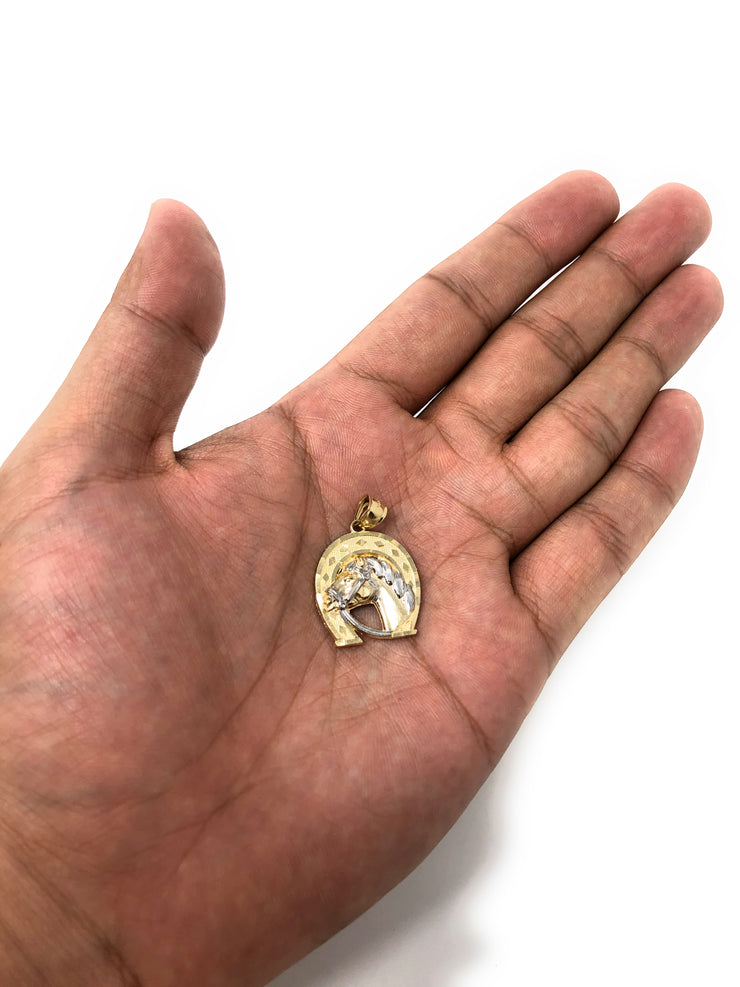 14K Gold Lucky Horseshoe Charm Pendant