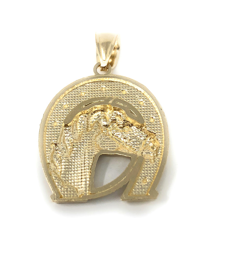 14K Gold Lucky Horseshoe Charm Pendant