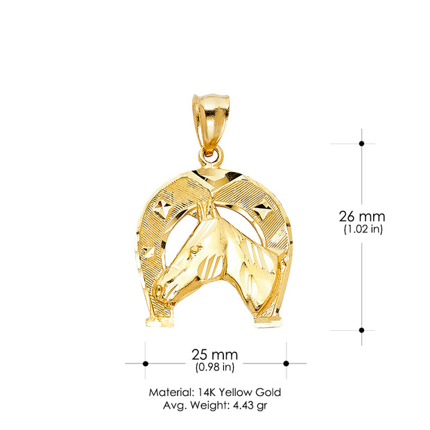 14K Gold Lucky Horseshoe Charm Pendant