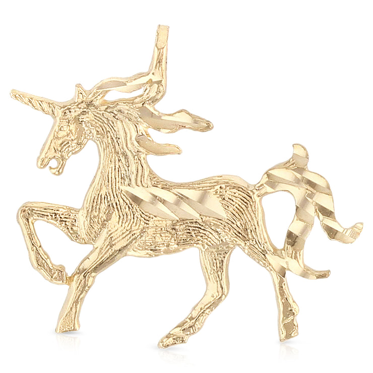 14K Gold Unicorn Charm Pendant with 1.8mm Singapore Chain Necklace