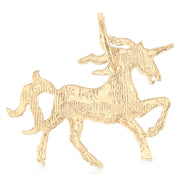 14K Gold Unicorn Charm Pendant with 1.8mm Singapore Chain Necklace