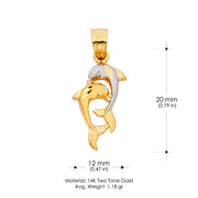 14K Gold Dolphin Charm Pendant with 0.8mm Box Chain Necklace