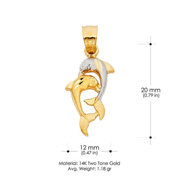 14K Gold Dolphin Charm Pendant with 0.8mm Box Chain Necklace