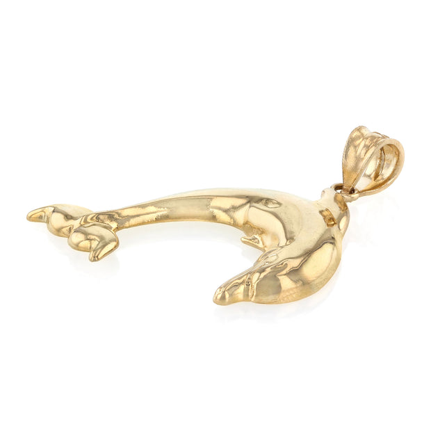 14K Gold Dolphin Charm Pendant