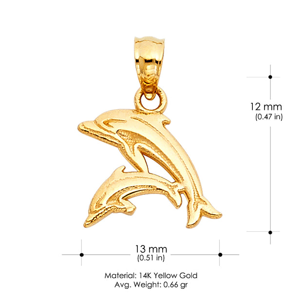 14K Gold Dolphin Charm Pendant
