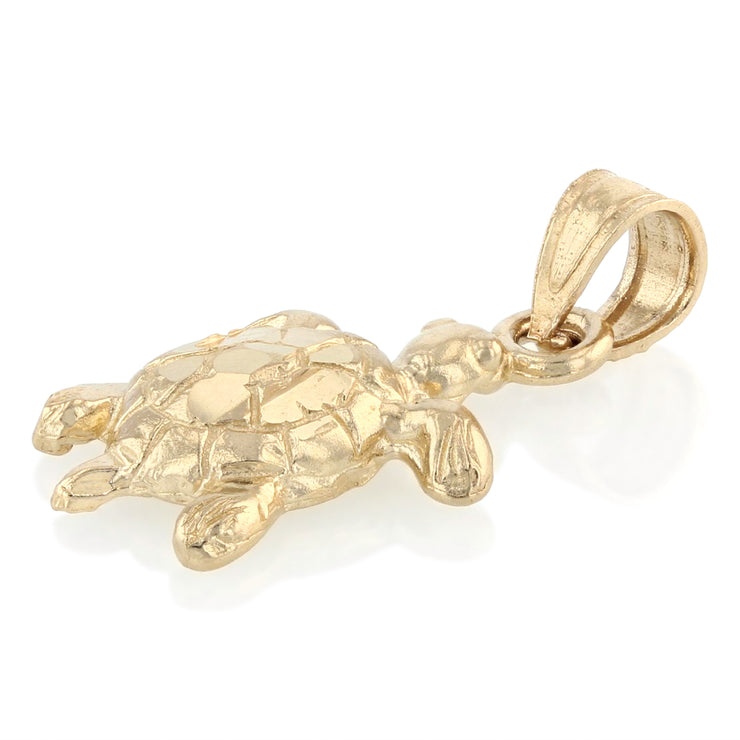 14K Gold Turtle Charm Pendant