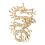 14K Gold Dragon Charm Pendant with 0.8mm Box Chain Necklace