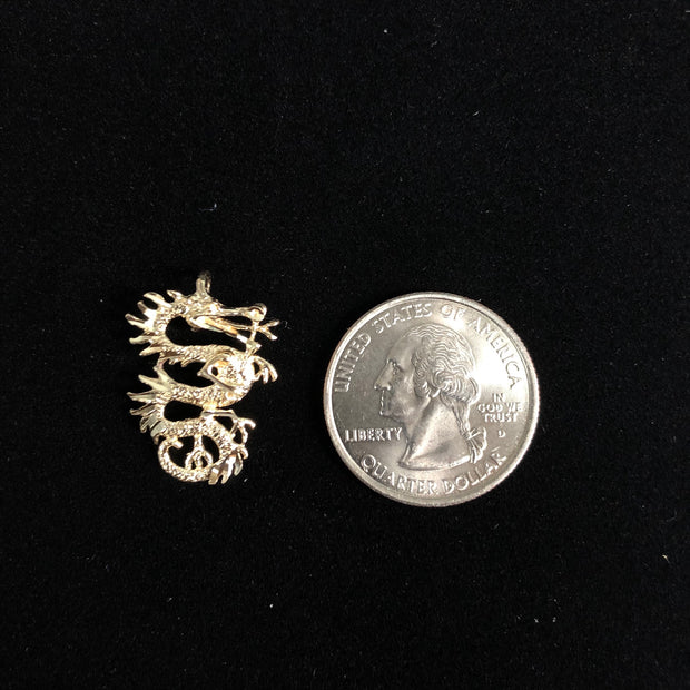 14K Gold Dragon Charm Pendant