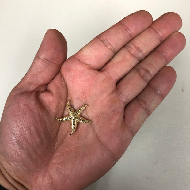 14K Gold Starfish Charm Pendant