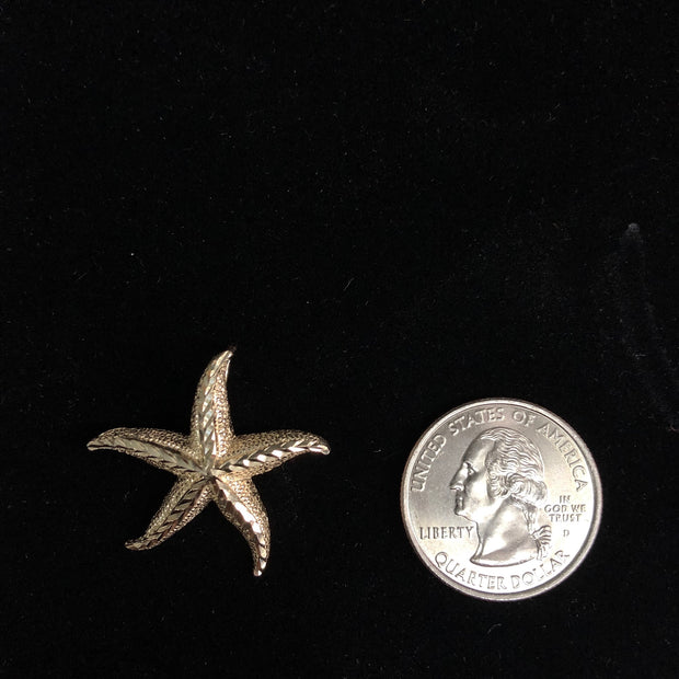 14K Gold Starfish Charm Pendant with 1.8mm Singapore Chain Necklace