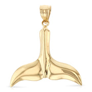 14K Gold Tail of Dolphin Charm Pendant with 1.2mm Box Chain Necklace