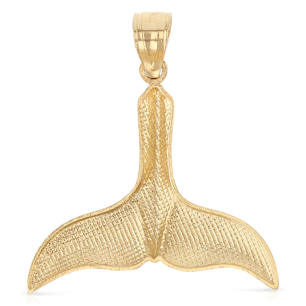 14K Gold Tail of Dolphin Charm Pendant with 1.2mm Box Chain Necklace