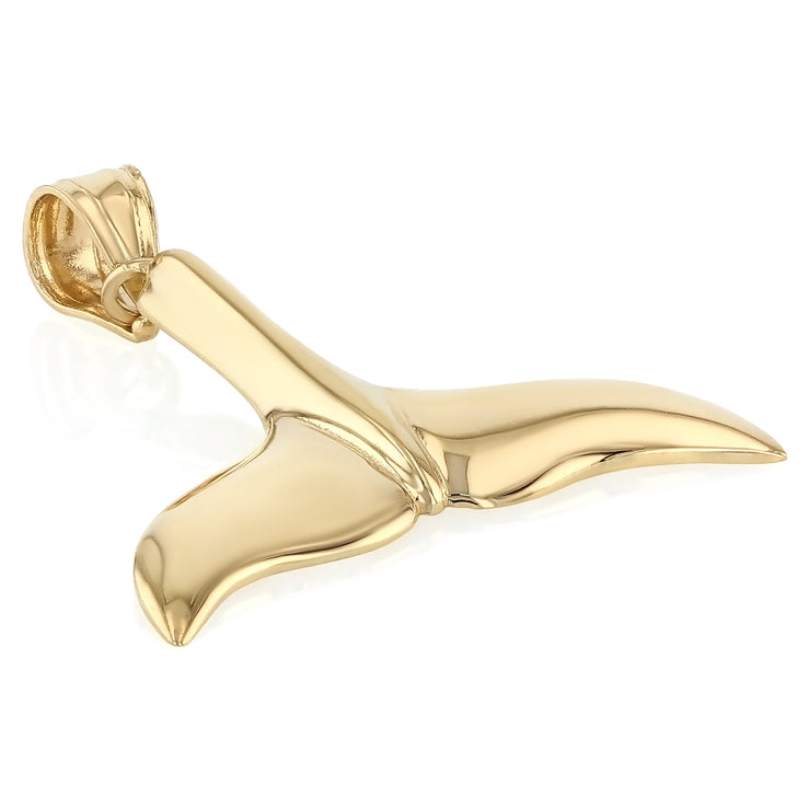 14K Gold Tail of Dolphin Charm Pendant with 1.2mm Box Chain Necklace