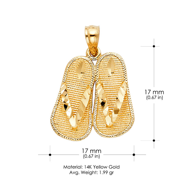 14K Gold Sandal Charm Pendant