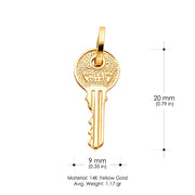 14K Gold Key Charm Pendant