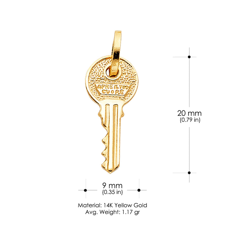 14K Gold Key Pendant