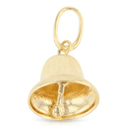 14K Gold Bell Charm Pendant with 0.9mm Singapore Chain Necklace