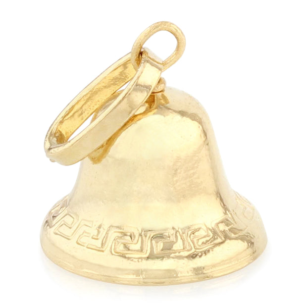 14K Gold Bell Charm Pendant with 1.6mm Figaro 3+1 Chain Necklace