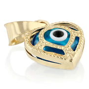 14K Gold Evil Eye Heart Charm Pendant