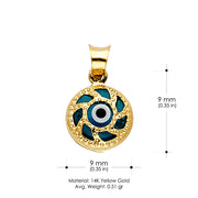 14K Gold Evil Eye Charm Pendant with 0.8mm Box Chain Necklace
