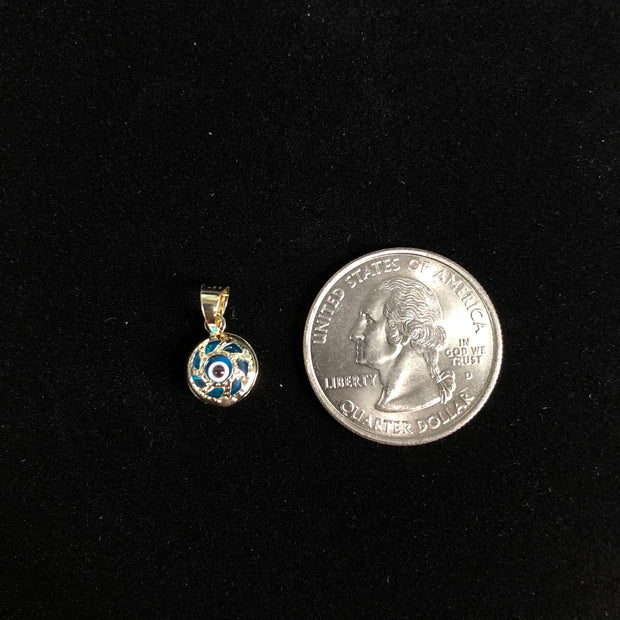 14K Gold Evil Eye Charm Pendant