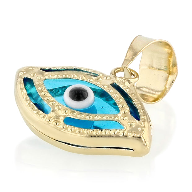 14K Gold Evil Eye Charm Pendant