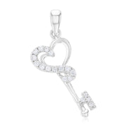 CZ Fancy Key Pendant for Necklace or Chain