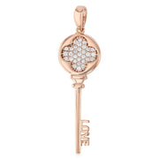 14K Gold Love Key Charm Pendant