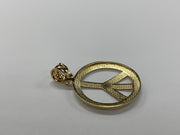 14K Gold Good Vibes Peace Sign Charm Pendant