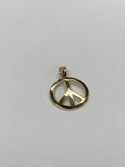 14K Gold Good Vibes Peace Sign Charm Pendant